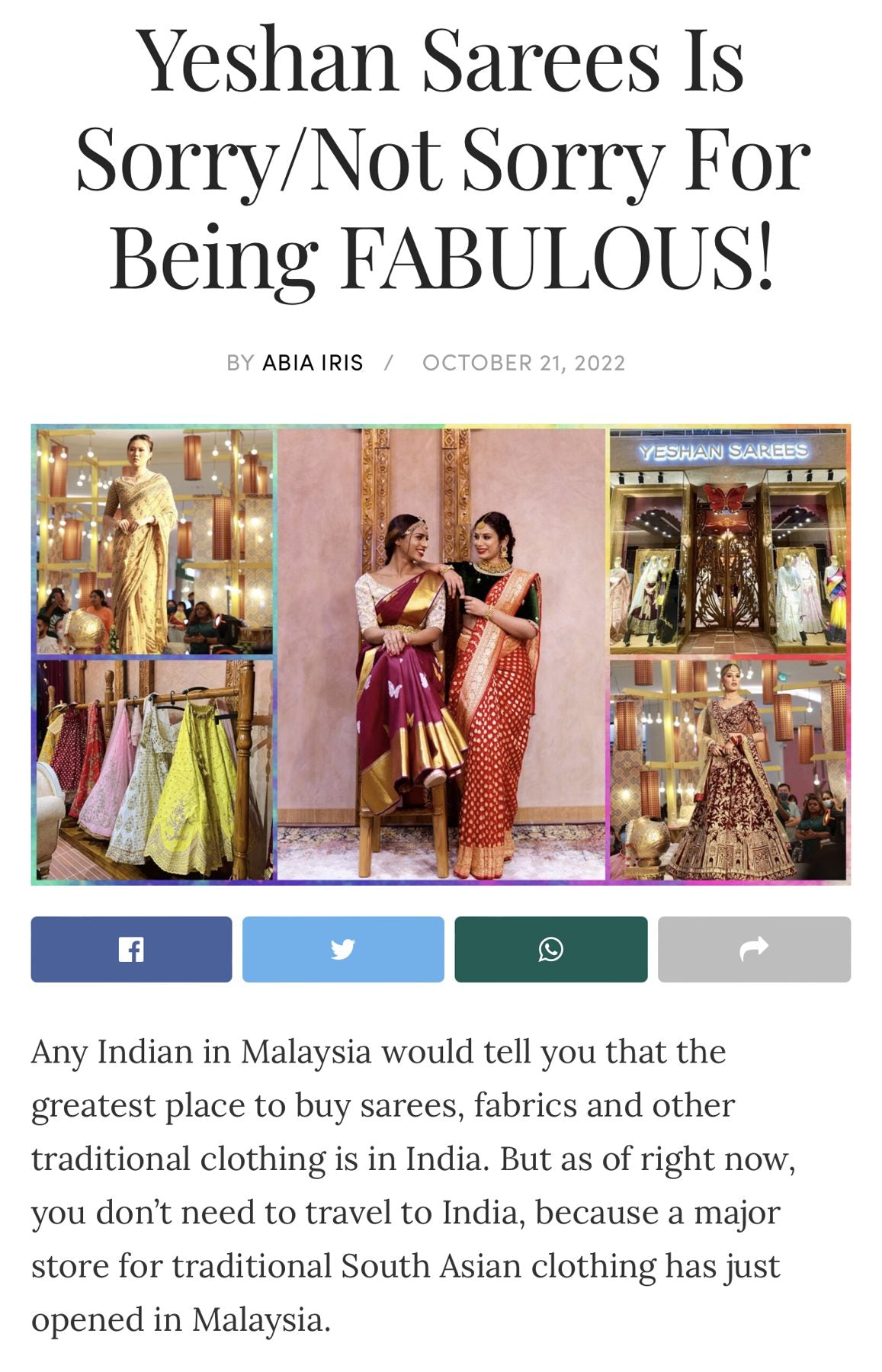 Abia Iris clipping: Yeshan Sarees Is Sorry/Not Sorry For Being FABULOUS!