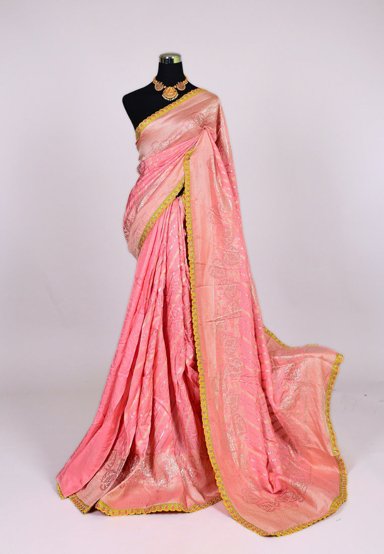 Peach Embroidered Body Heavy Silk North Saree Yeshan Sarees
