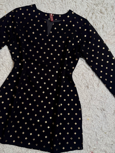 Black Premium Georgette Foil Print Short Kurti