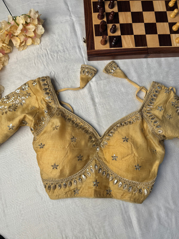 Gold Raw-Silk Zari-Embroidery Blouse