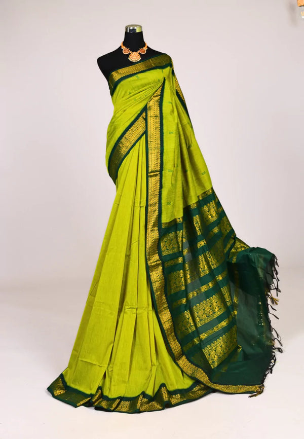 Green Silk Cotton Zari Woven Gadwal South Saree