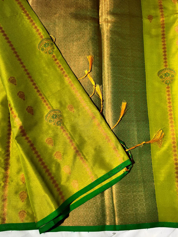 Apple-Green Soft Silk Premium Banarasi Saree