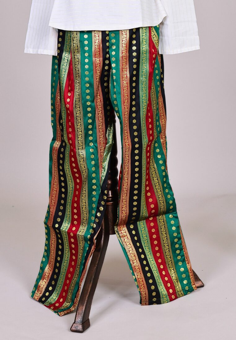 Multi Colour Brocade Muslin Pants And Kurti Set
