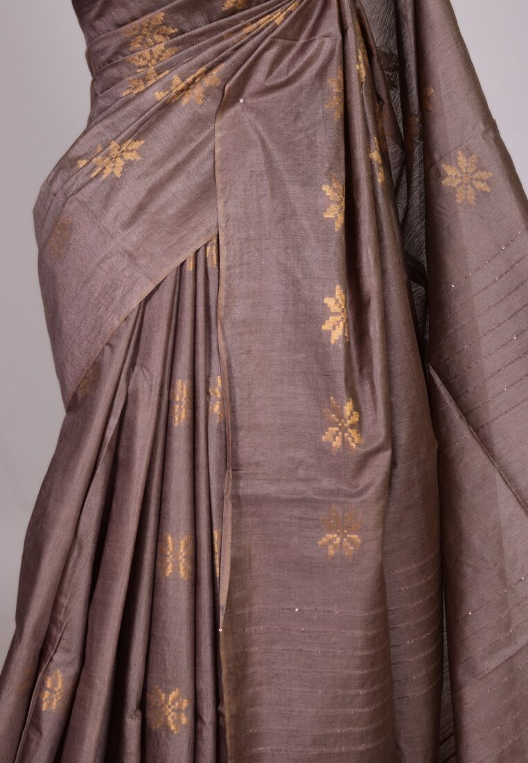 Mauve Kota-Silk Butti Body Bengal Saree