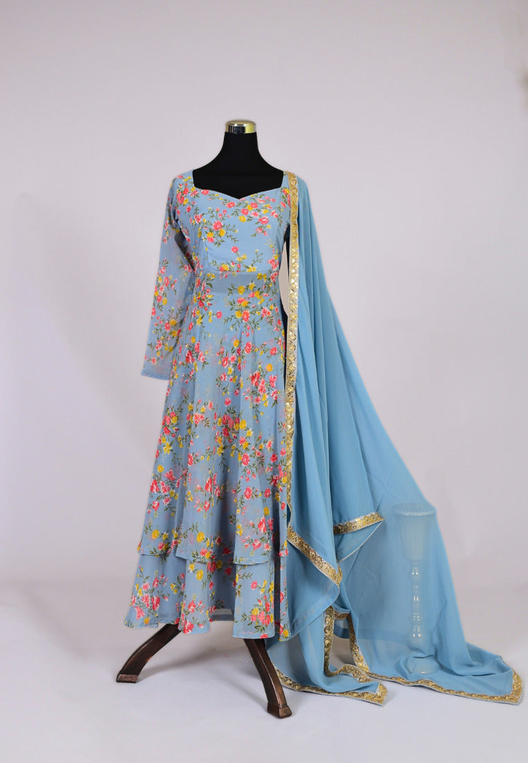 Buy Blue Georgette Embroidered Kurti Work Wear Online at Best Price |  Cbazaar