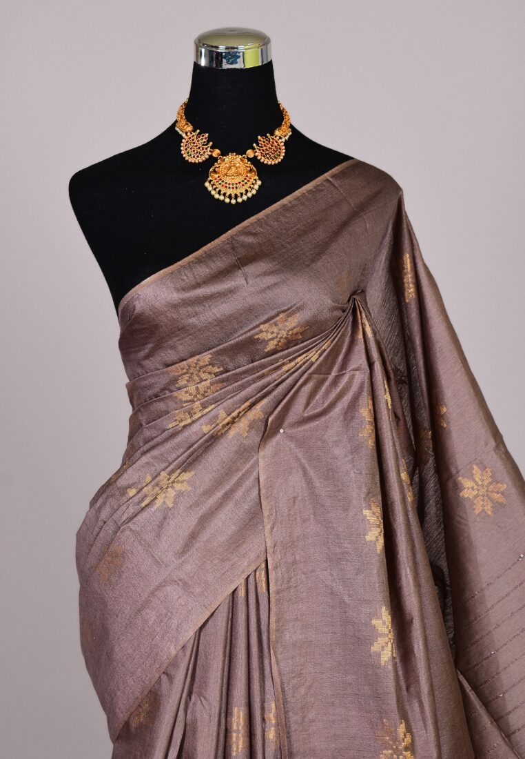 Mauve Kota-Silk Butti Body Bengal Saree