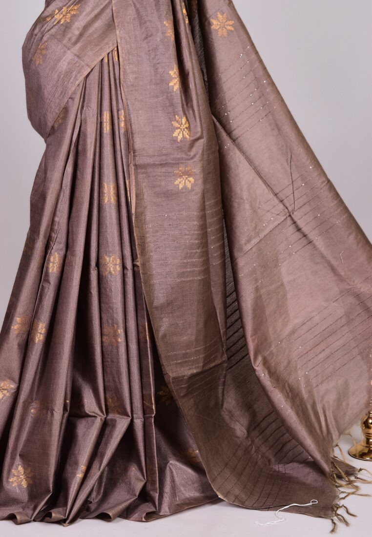 Mauve Kota-Silk Butti Body Bengal Saree