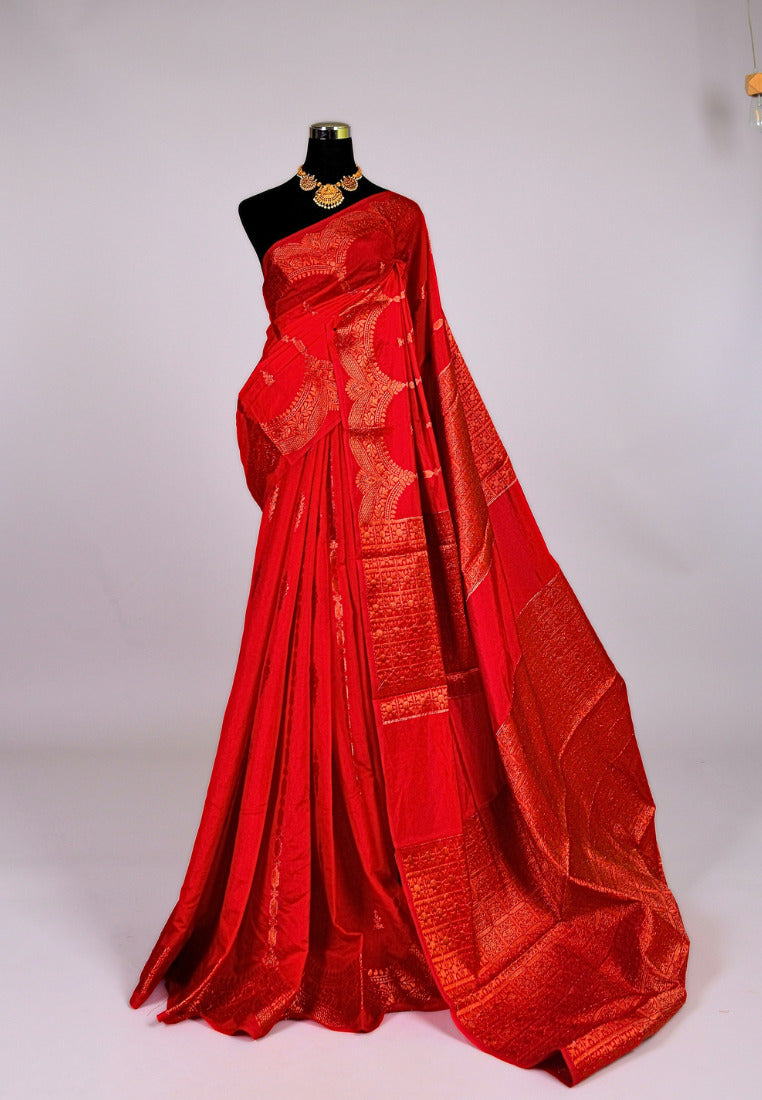 Patola Silk Woven Contrast Red Saree