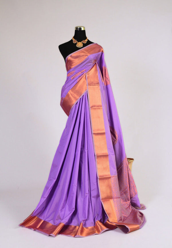 Lavender Mandala Woven Soft Silk South Saree