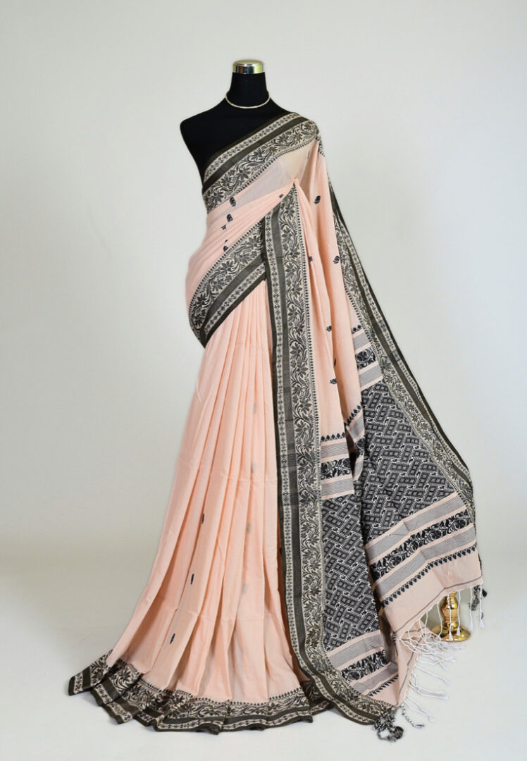 Buti Baani Mul Cotton Handloom Saree Light Peach