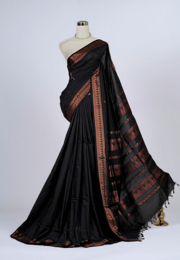 Black Cotton-Silk Gadwal South Saree
